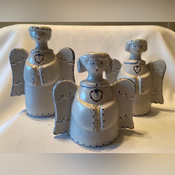 Set 3 Handmade UnSigned Limited Edition Ceramic Angels Candles Christmas - Picture 2 of 8